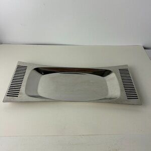 B&B Sweden Viking Brand MCM Brushed Stainless Steel Relish Tray 14" x 6"